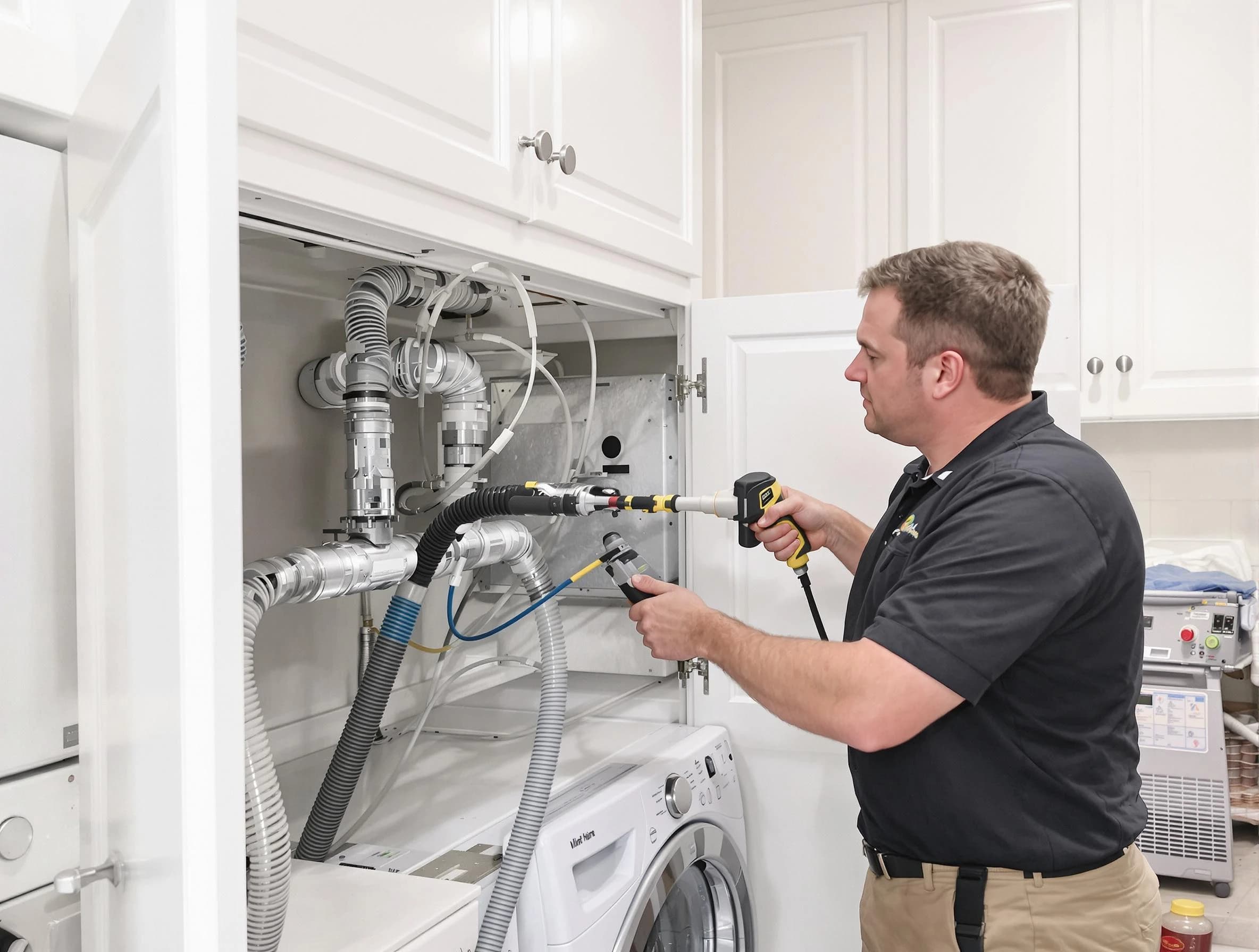 Midfield Dryer Vent Cleaning professional removing severe blockage from a clogged dryer vent in Midfield