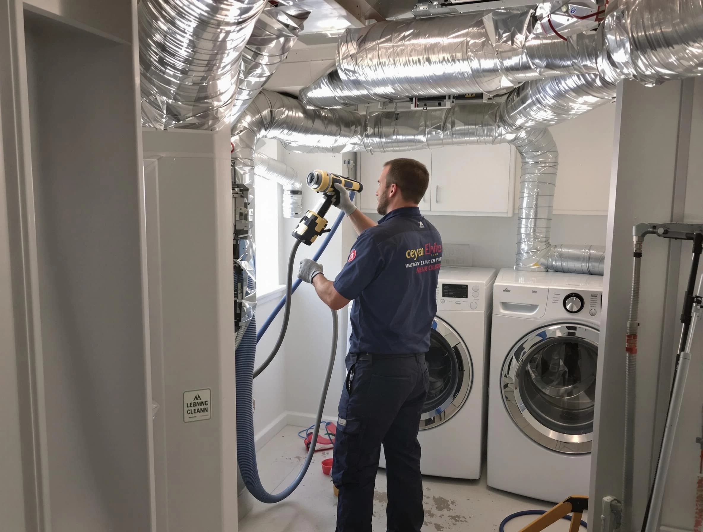 Midfield Dryer Vent Cleaning specialist using advanced equipment for thorough duct cleaning in Midfield