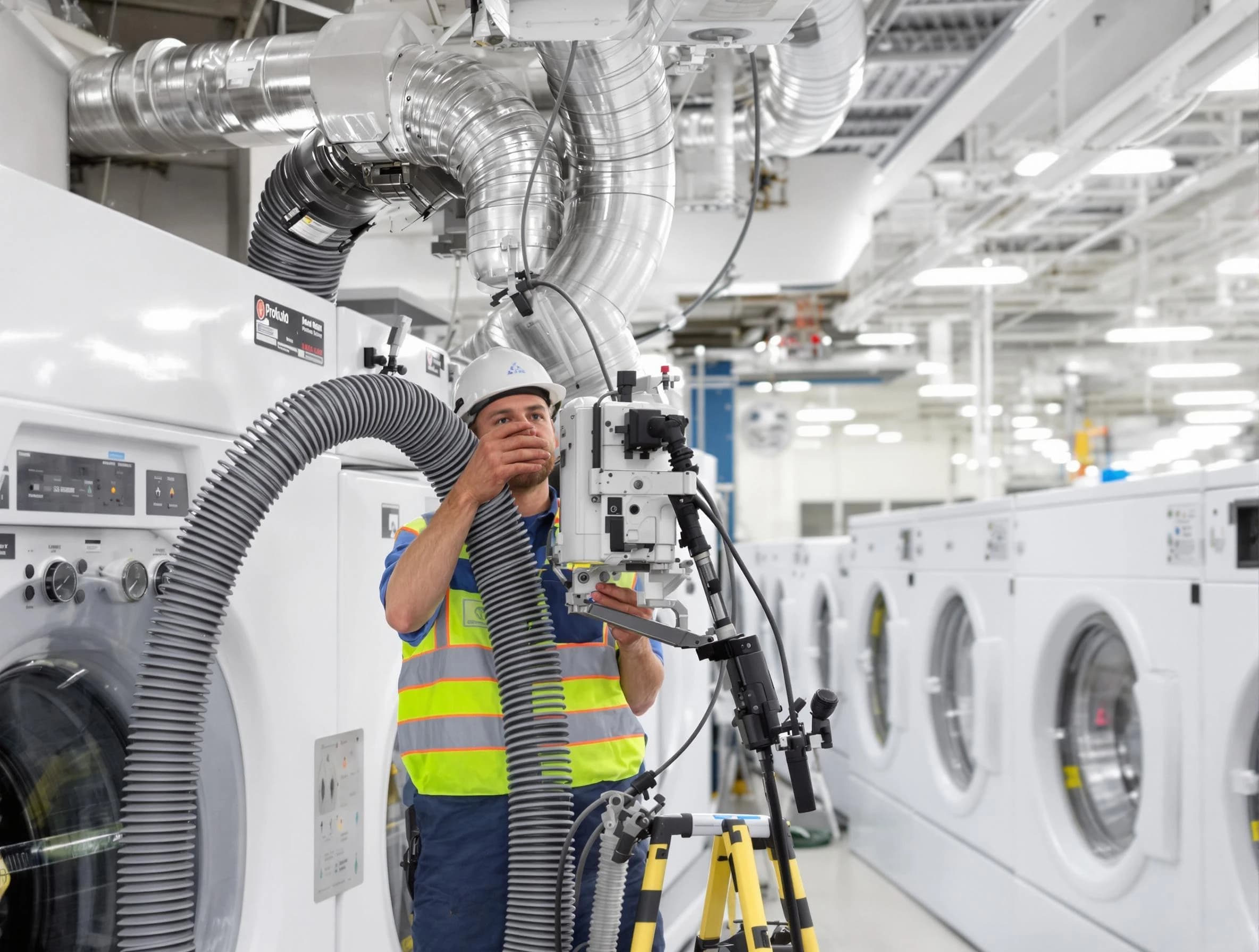 Midfield Dryer Vent Cleaning team performing commercial-grade dryer vent cleaning at a business facility in Midfield